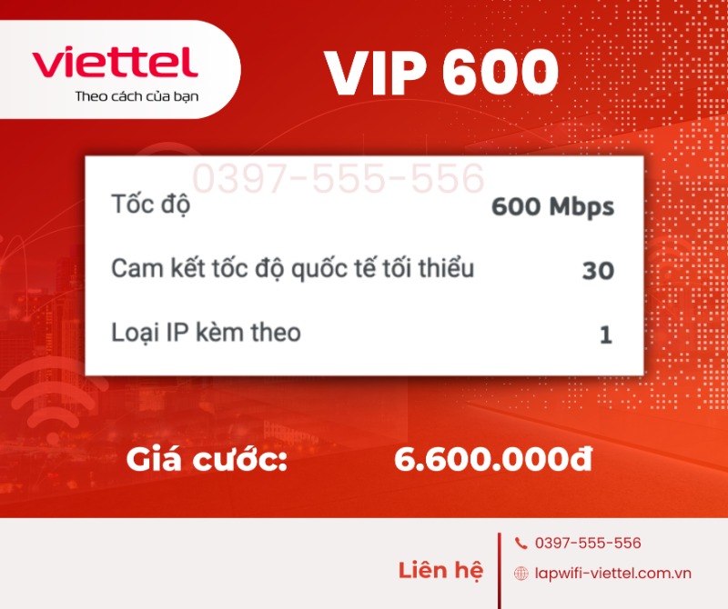 GÓI CƯỚC VIP 600 - 6.600.000đ